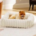 Grey raised edge dog bed cushion measuring 92cm long by 69cm wide for medium to large dogs
