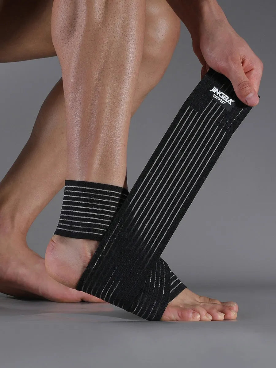 Adjustable sports ankle bandage in black and khaki colours for running basketball cycling support