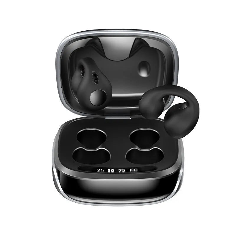 JX80 bone conduction true wireless headphones in black, white, purple, and skin tone colours with charging case