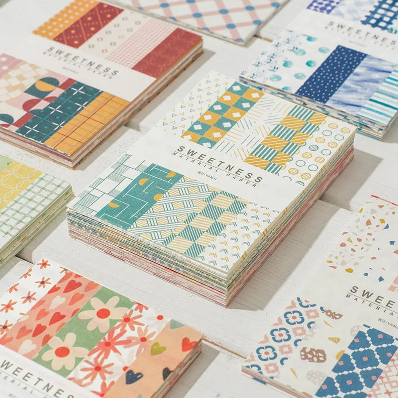 Fifty sheets of retro collage note paper in ten pastel colours including caramel puff and mango milk roll