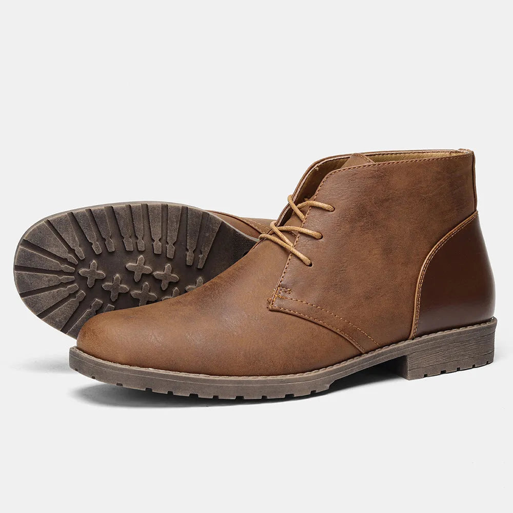 Men's retro style work boots with PU upper in colour KD785, shown in sizes 39-48