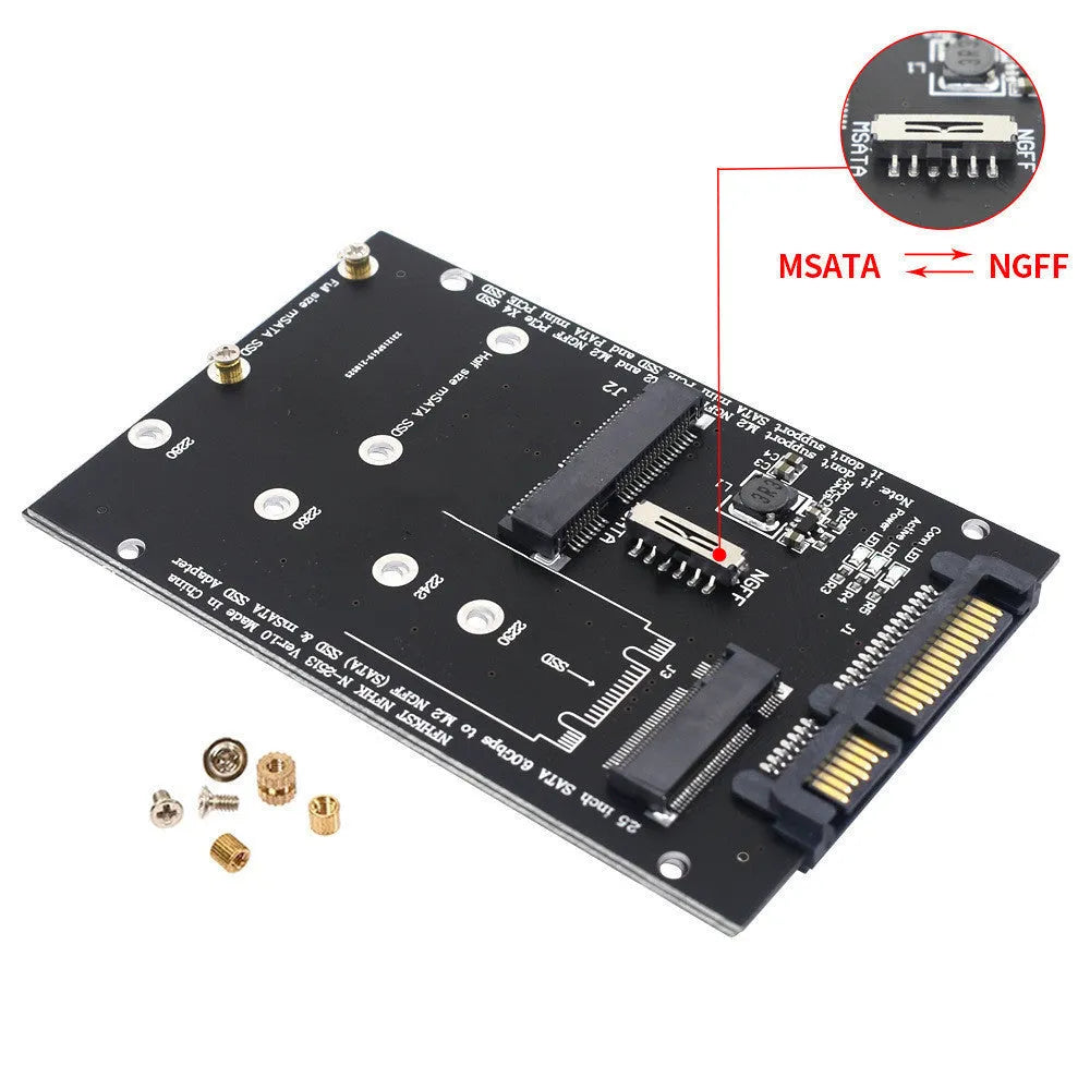 Black SATA to M.2 NGFF SSD adapter card for 2.5-inch drive bay mounting