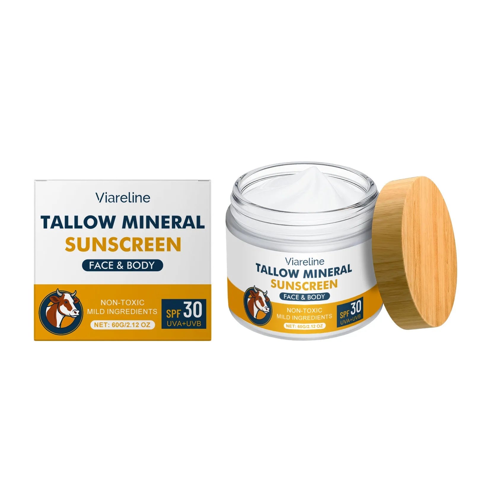 60g tube of cow fat moisturising sunscreen with titanium dioxide and zinc oxide mineral protection