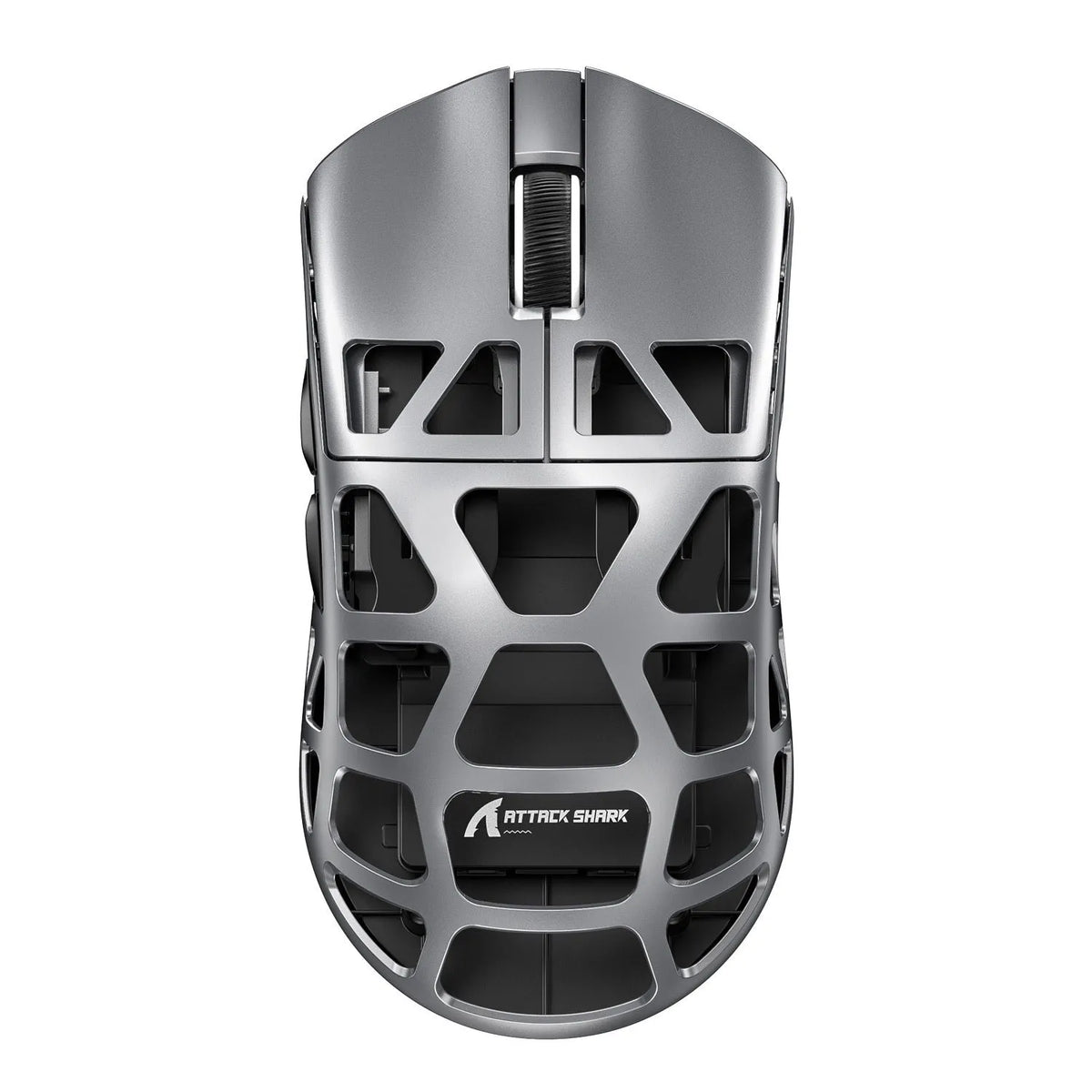 Attack shark R3 magnesium alloy 8k wireless Bluetooth mouse in silver gray with USB receiver and parachute cord line