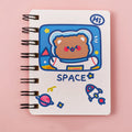 Astronaut series pocket flipper notebook showing 10.5cm x 8cm dimensions with choice of four cover designs