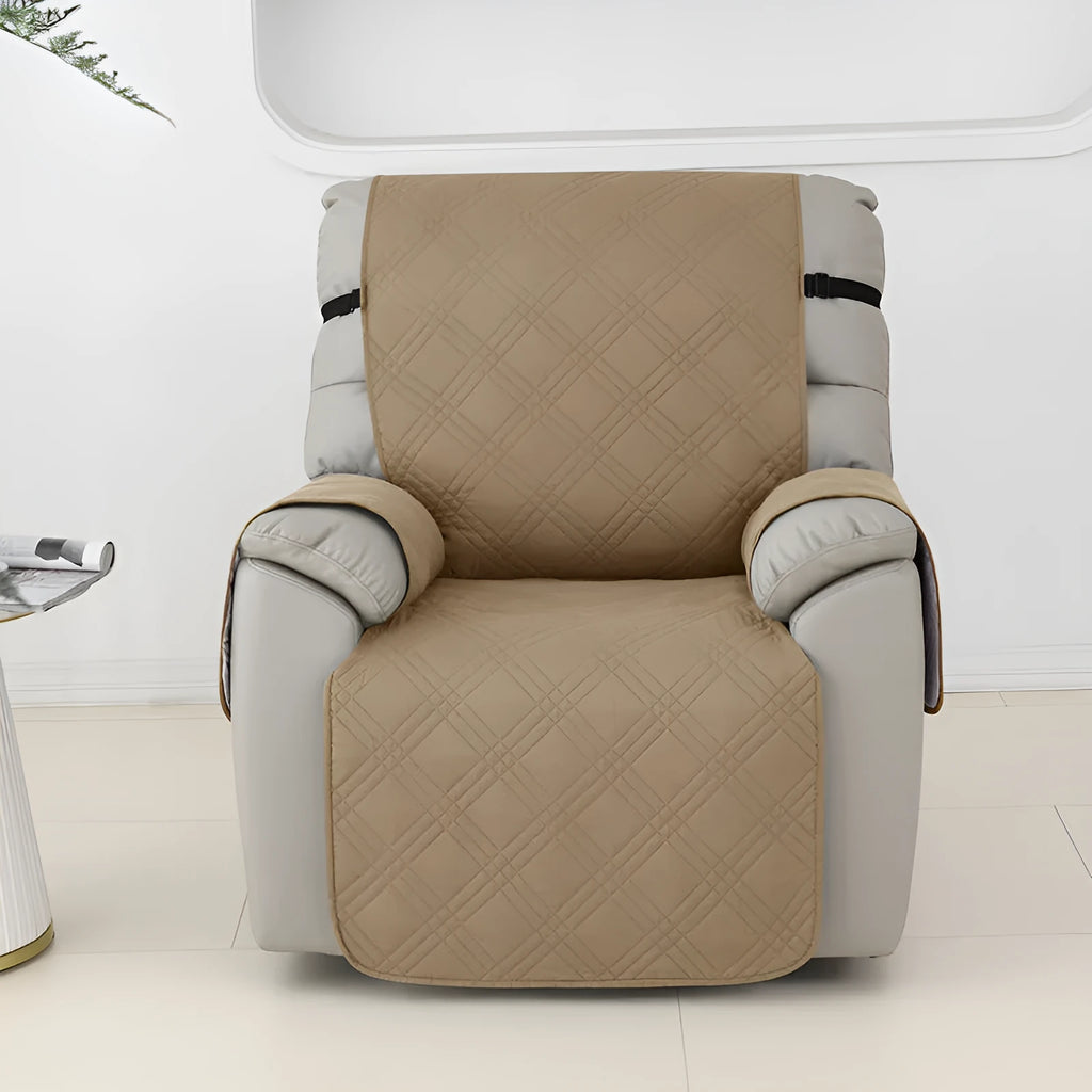 Quilted three-line Chivas massage chair sofa cover in peacock blue on a single seat
