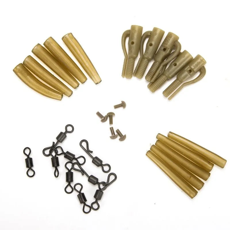 European carp fishing accessory set with 30 pieces including anti-winding tubes and threaded hoses