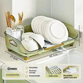 Transparent plastic countertop cutlery storage rack with draining design, Nordic style, in coffee, green, or white.