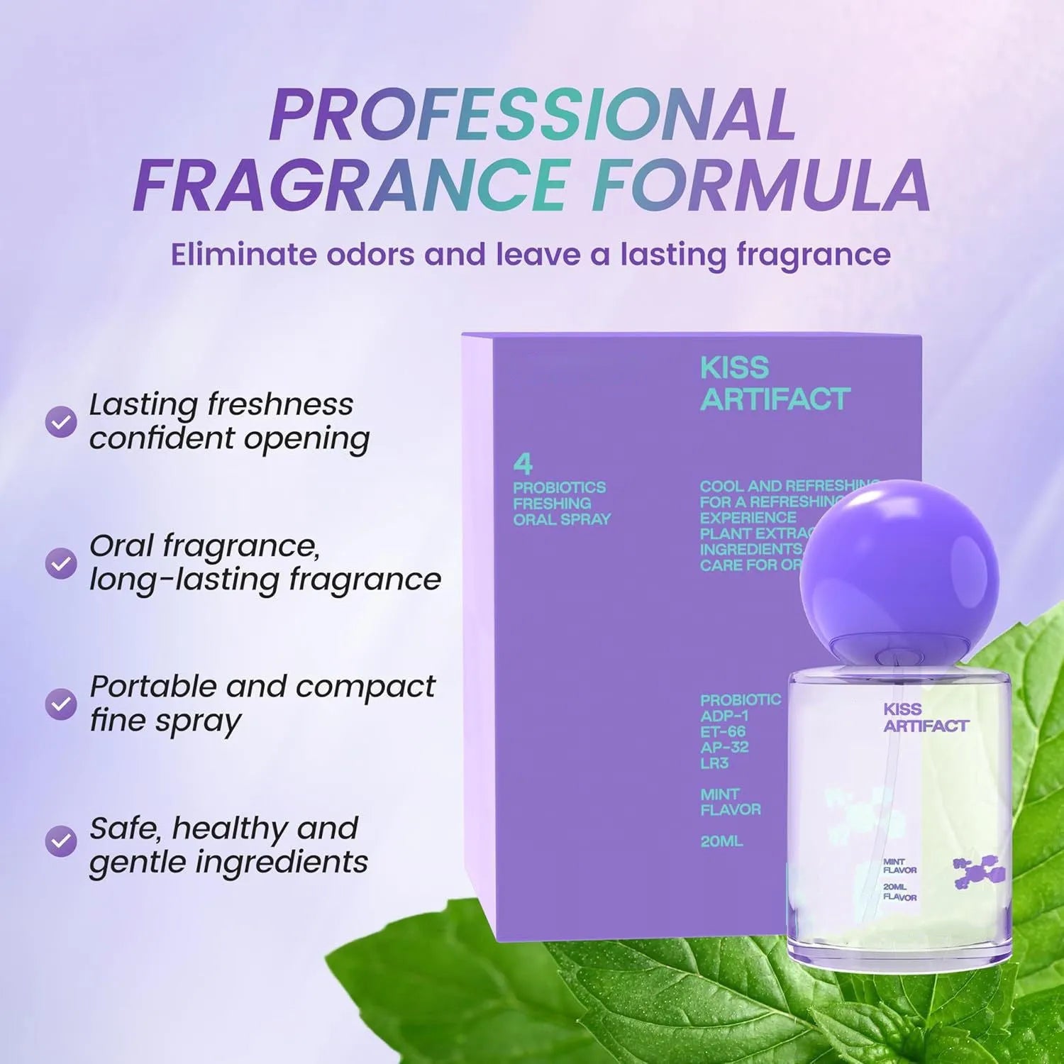 20ml oral spray bottle with probiotic hydrating formulation for portable body care