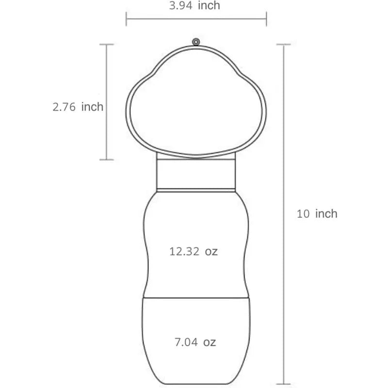 Portable dog water bottle with rotary switch and food container in purple, for outdoor use
