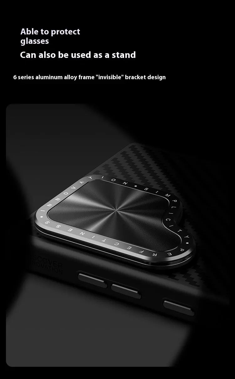 Kevlar magnetic phone bracket case for Samsung S24 Ultra in black with invisible stand