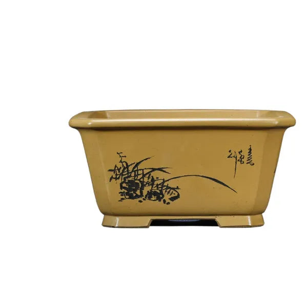 Large purple clay Chinese style flower pot for indoor bonsai and plants