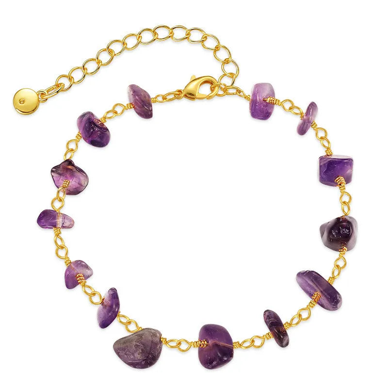 Geometric women's bracelet with irregular natural gravel turquoise stones on 18K copper band