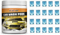 Ultra concentrated car wash beads in a 20-pack, each bead measures 3.2x4.1cm, sitting on a car bonnet