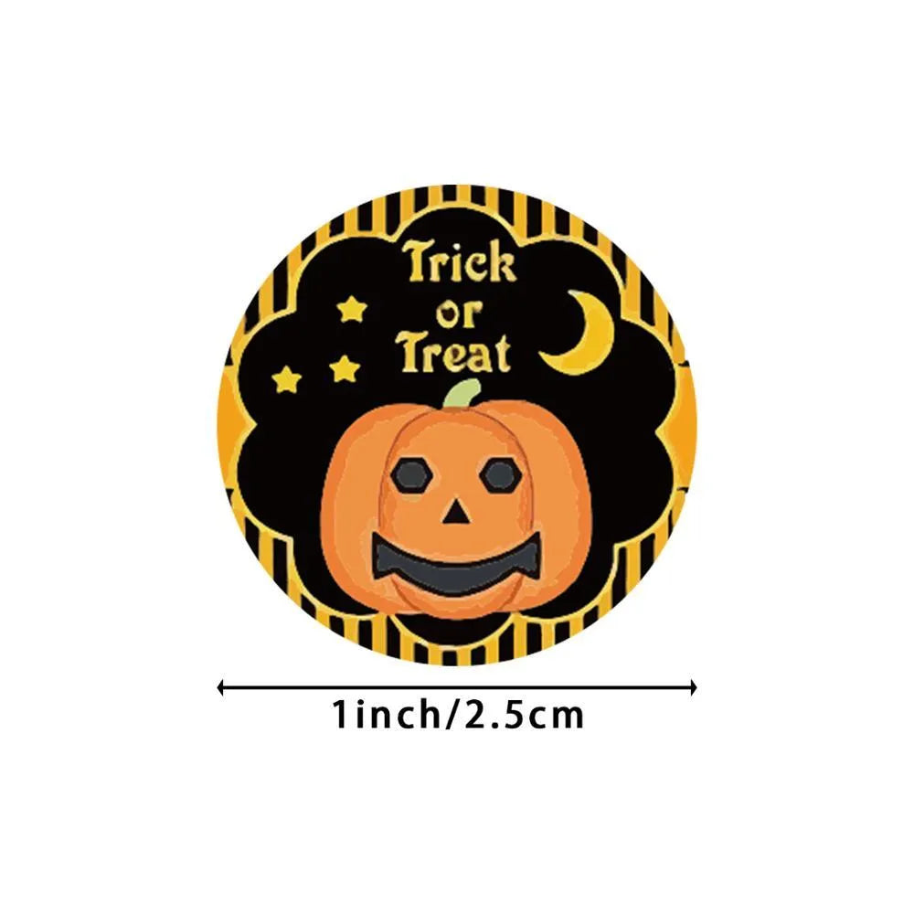 Halloween pumpkin pattern candy colour self-seal envelope stickers 1 inch diameter roll of 500