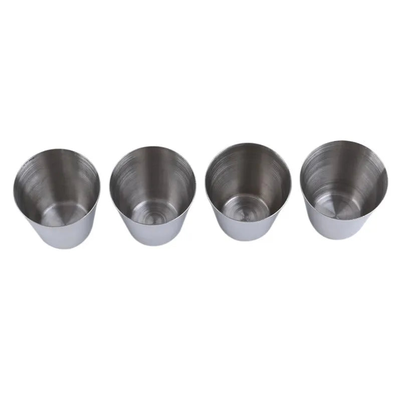 30ml stainless steel shot glass set with six cups in PU leather holder silver finish