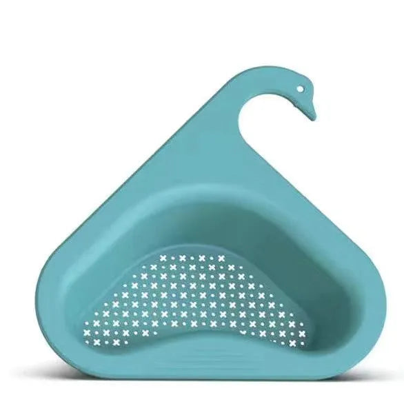 Kitchen multifunctional hanging swan drainer in blue colour over a sink