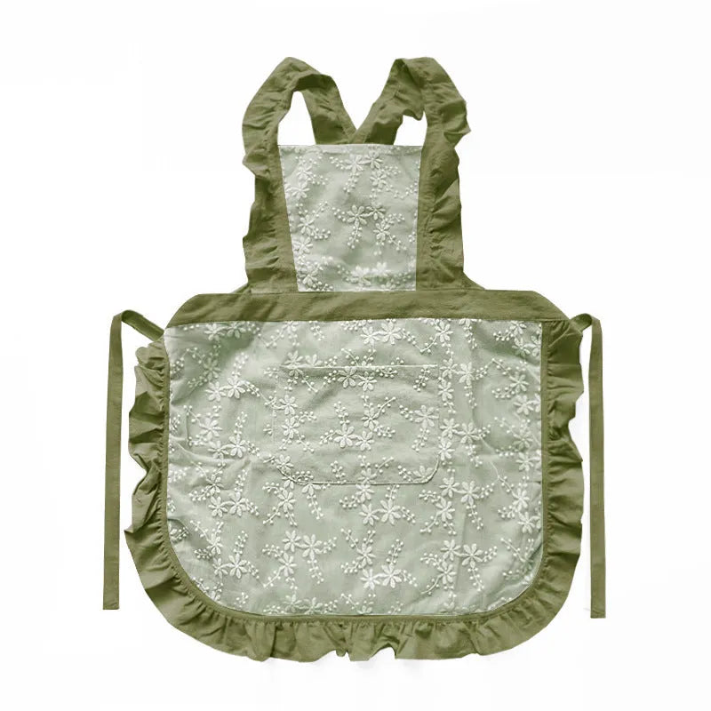 Minimalist cotton linen kitchen apron with X strap design in light pink solid colour