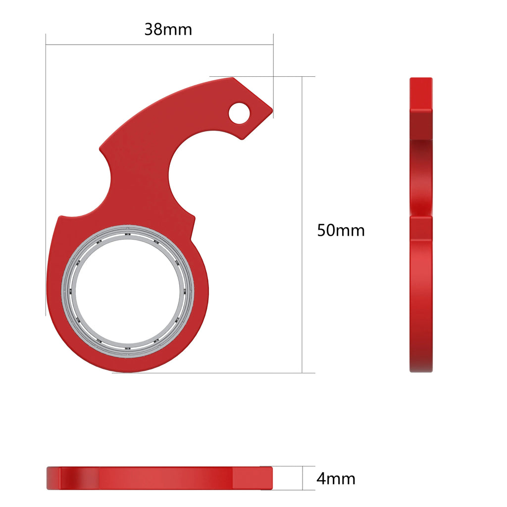 Creative fidget spinner keychain in black with plastic and zinc alloy construction, featuring a bottle opener