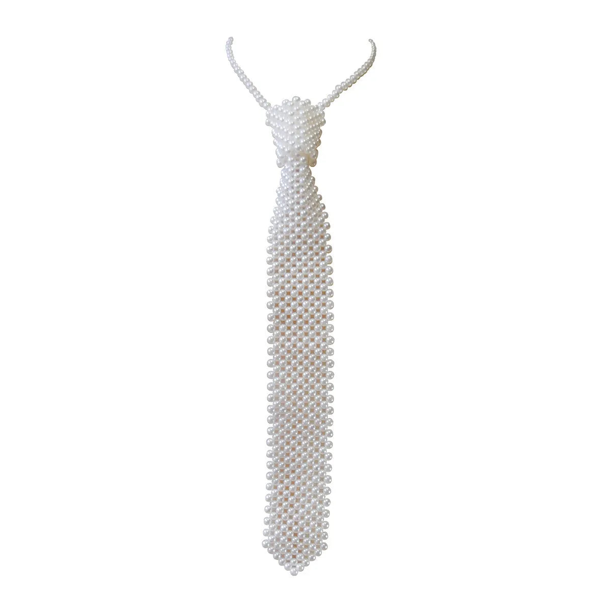 Women's pearl tie body chain with hollow-out design in white or black colour.