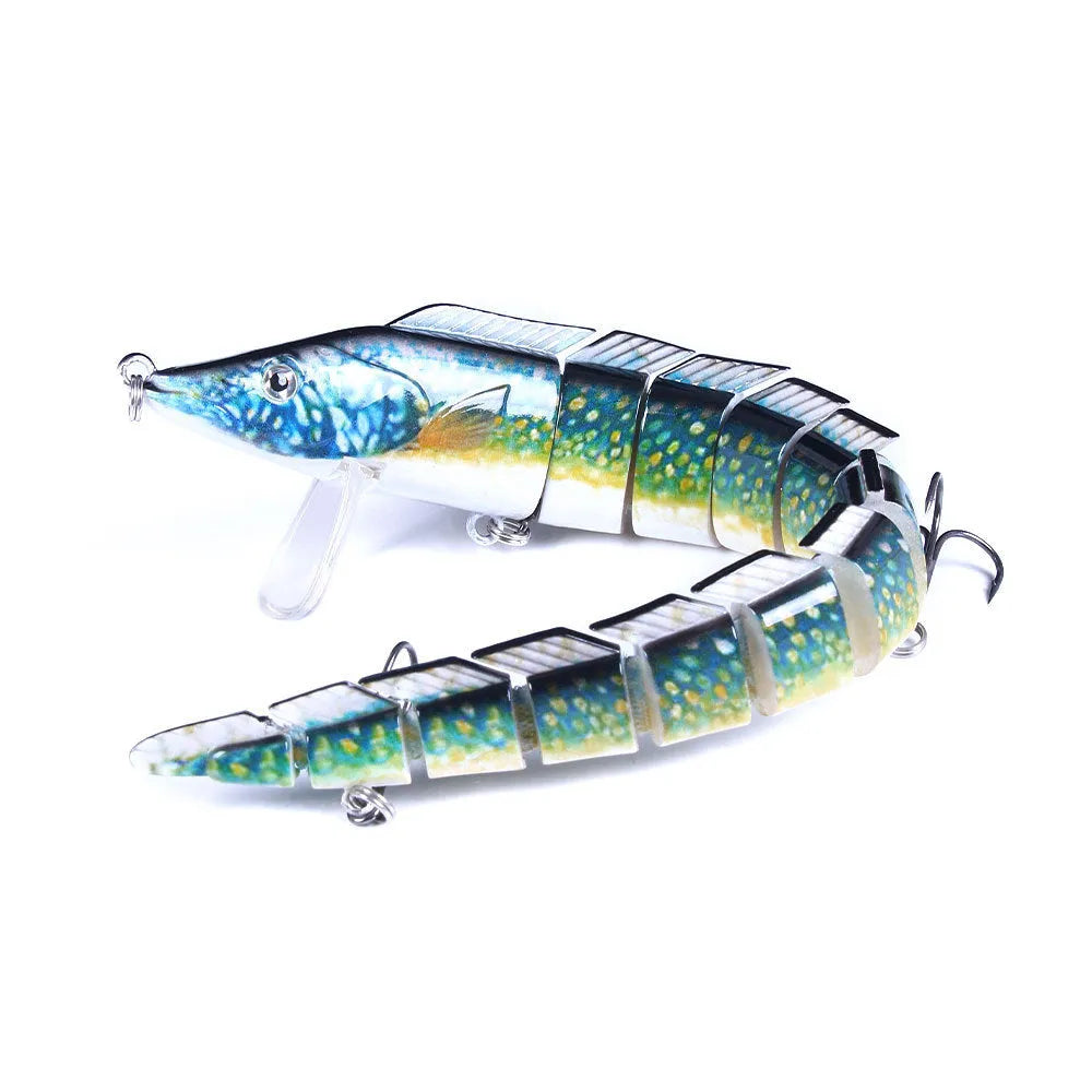 Multi-section soft plastic loach fishing lure showing articulated design and #2 hook