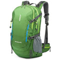 Unisex nylon hiking backpack in green, blue, black, or rose red with 36–55 litre capacity