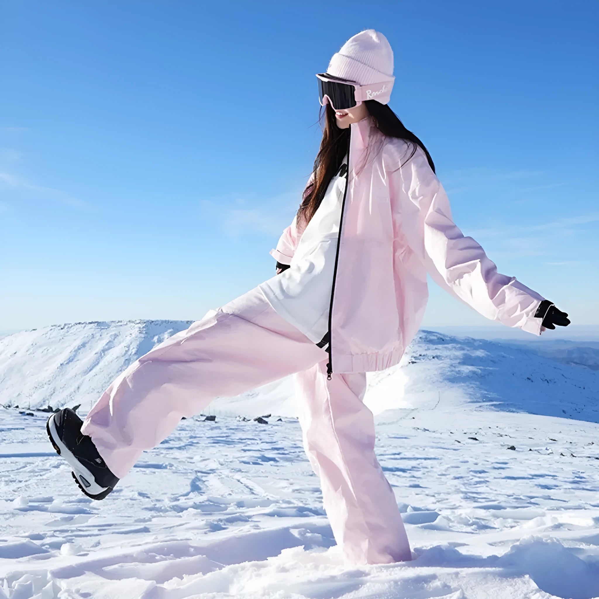 Men's waterproof snowsuit set in cotton blend fabric for winter outdoor activities