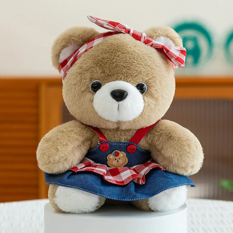 Rabbit plush toy 23cm height cute youth couple plaid women bear design PP cotton filling soft stuffed animal
