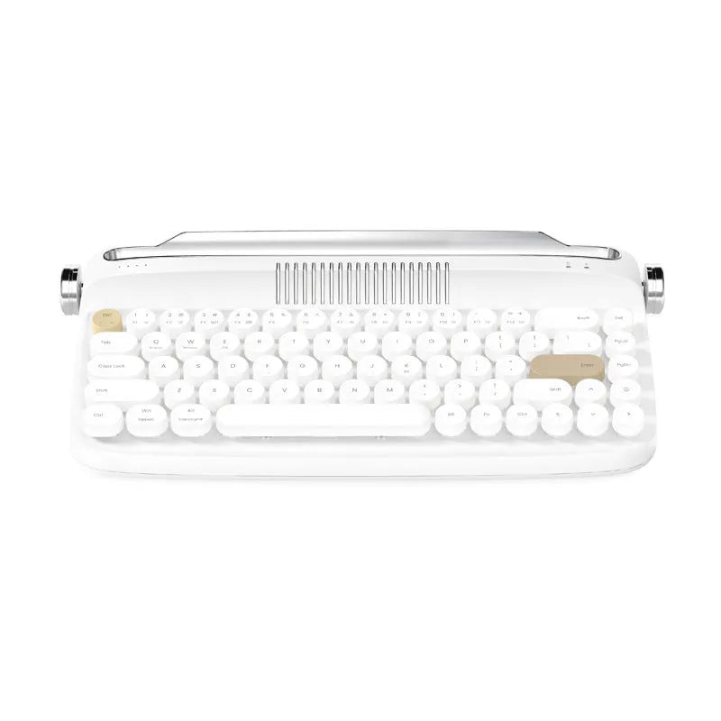B307 Rechargeable Retro Bluetooth Wireless Keyboard with ABS Construction, Universal Compatibility, and Choose from White, Ivory Yellow, Green, Pink, or Sand Beige Colour Options