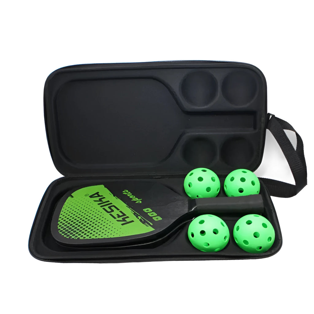 Black EVA pickleball racket storage case with double shoulder strap, dimensions 45x25x8cm.