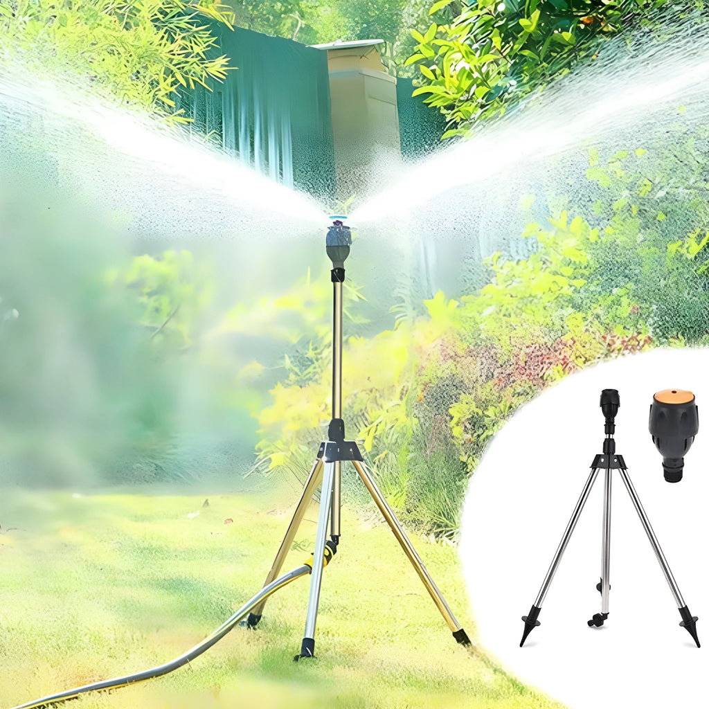 Stainless steel retractable automatic rotating sprinkler tripod with adjustable angle for garden irrigation