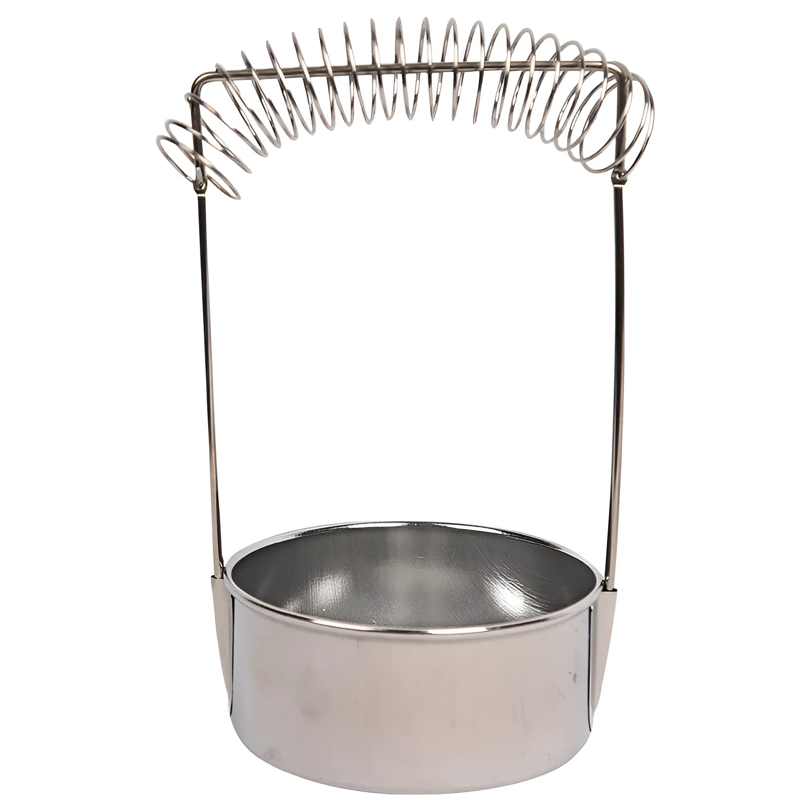 Silver stainless steel oil painting pen washer with a sprung metal clamp and leak plugs.