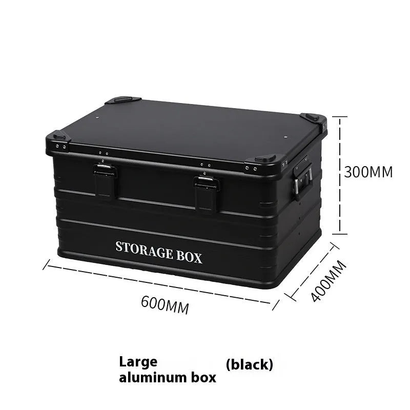 Waterproof vehicle storage box in army green colour showing sturdy handles and foldable design