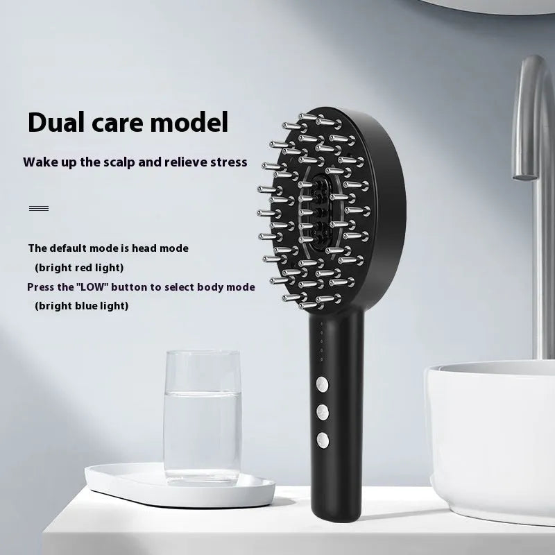 KD3802 black scalp massage device with vibration function and USB charging cable