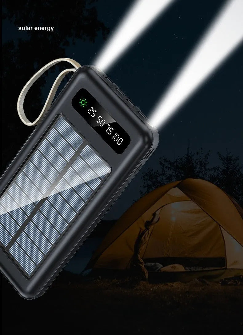 Solar power bank in black or white with 20000mA/30000mA capacity and polymer lithium ion battery