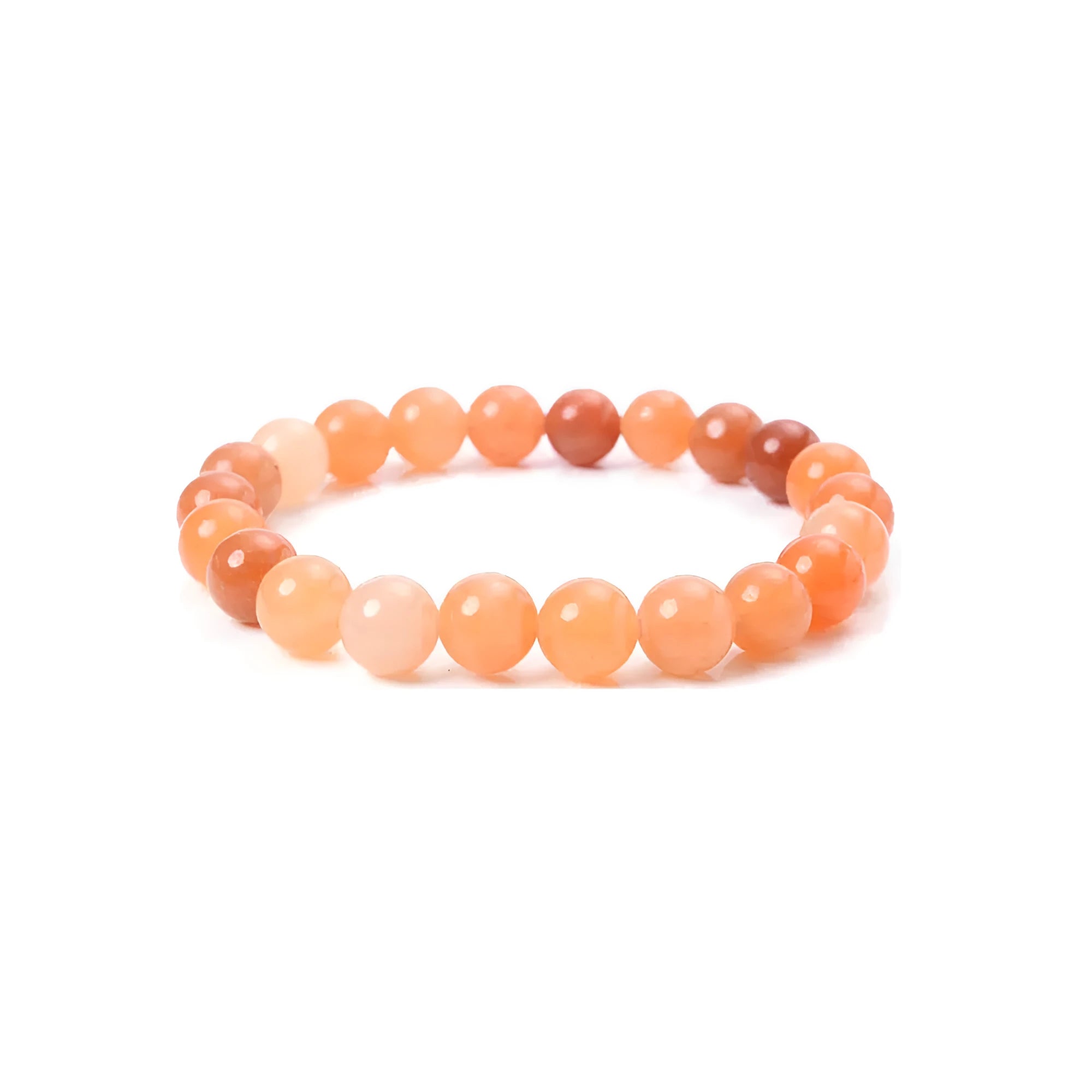 Handmade 8mm natural stone bead bracelet showing multiple gemstone colours in geometric bead design