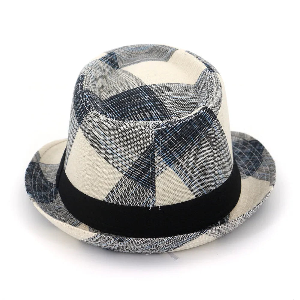 A blue or black polyester sun hat with a bell-shaped crown and wide brim for outdoor travel.