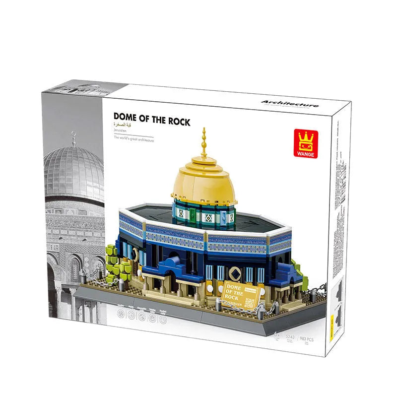 Plastic building blocks set forming a mosque model with minarets and domes, 1129-1463 pieces for teenagers