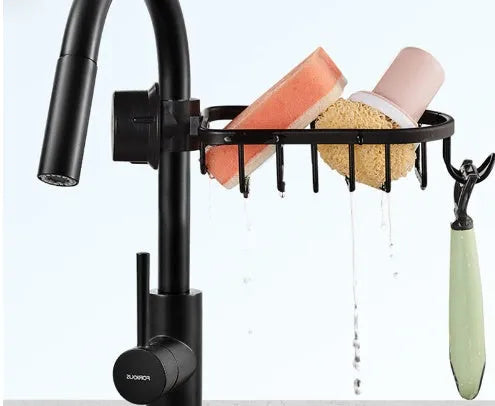 Black aluminium bathroom shower shelf rod, 30 cm long, mounted on a tiled shower wall