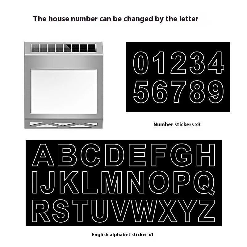 Solar powered waterproof doorplate light with LED digital display for house numbers