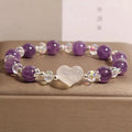 Natural amethyst bracelet with white agate love heart crystal beads light luxury women's accessory