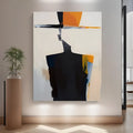 Hand-painted abstract canvas painting of a man with a hat, vertical oil painting for living room or bedroom wall art