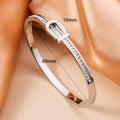 Gold plating titanium steel bracelet for women with electroplated finish, gold colour, on white background