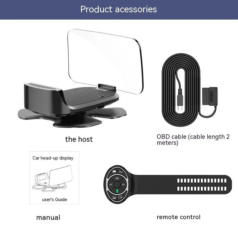 Black car head-up display HUD projector unit for OBD connection