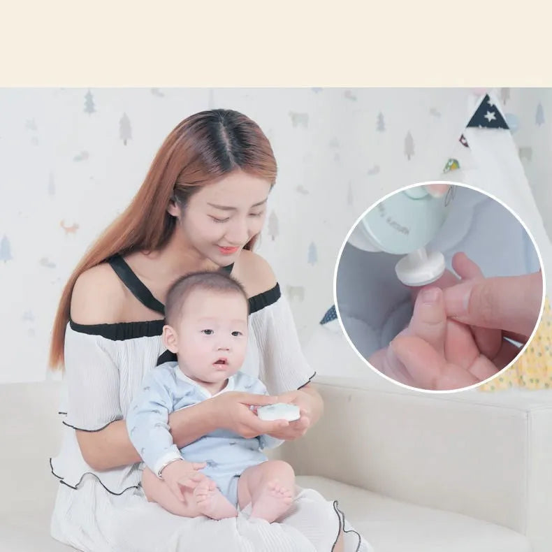 Red and green baby electric nail polisher sets with multiple grinding heads for infant nail care