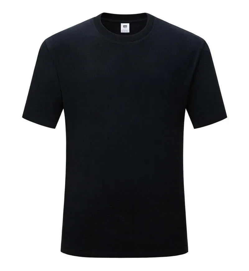 Round neck short sleeve slim fit t-shirt in black or white cotton