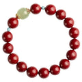 Geometric cinnabar Hetian jade bead bracelet with elliptical purple gold sand beads and coated metal details
