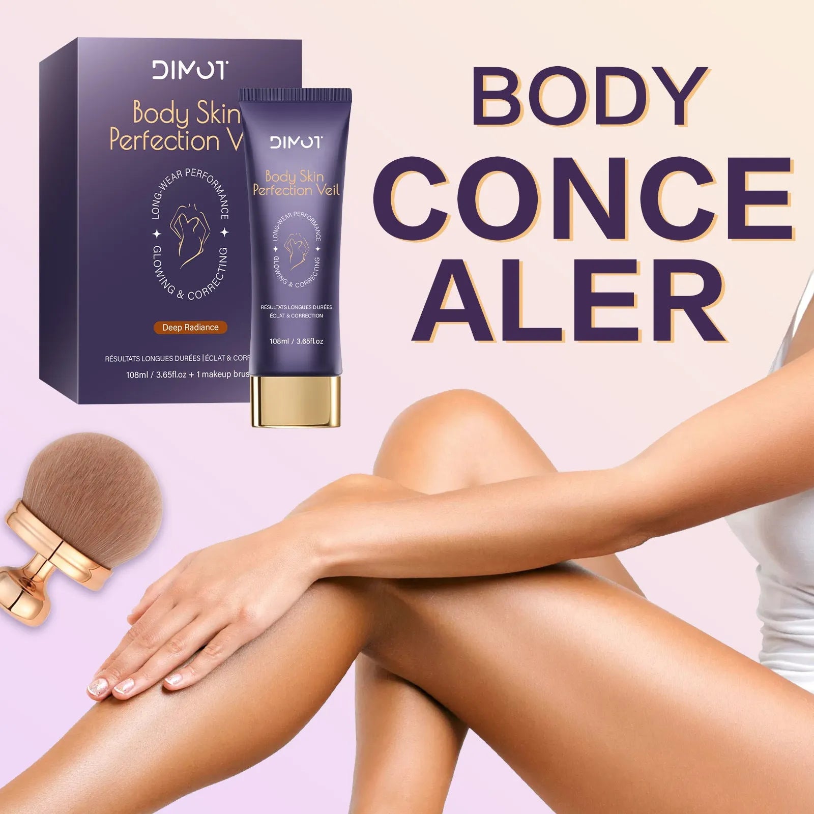 108ml waterproof body concealer cream compact with integrated brush for tattoo and birthmark coverage.