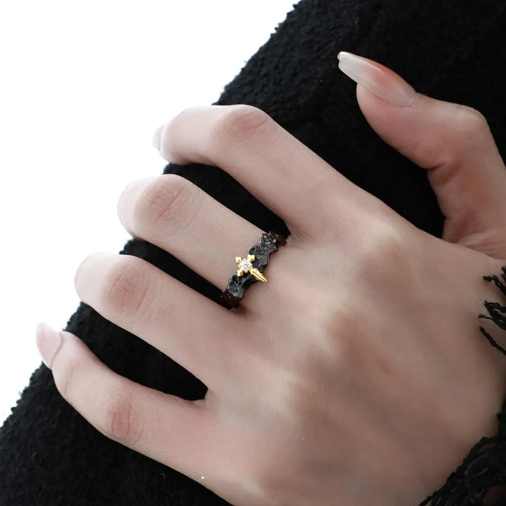 Princess Knight adjustable silver couple ring with minority design in electroplated finish
