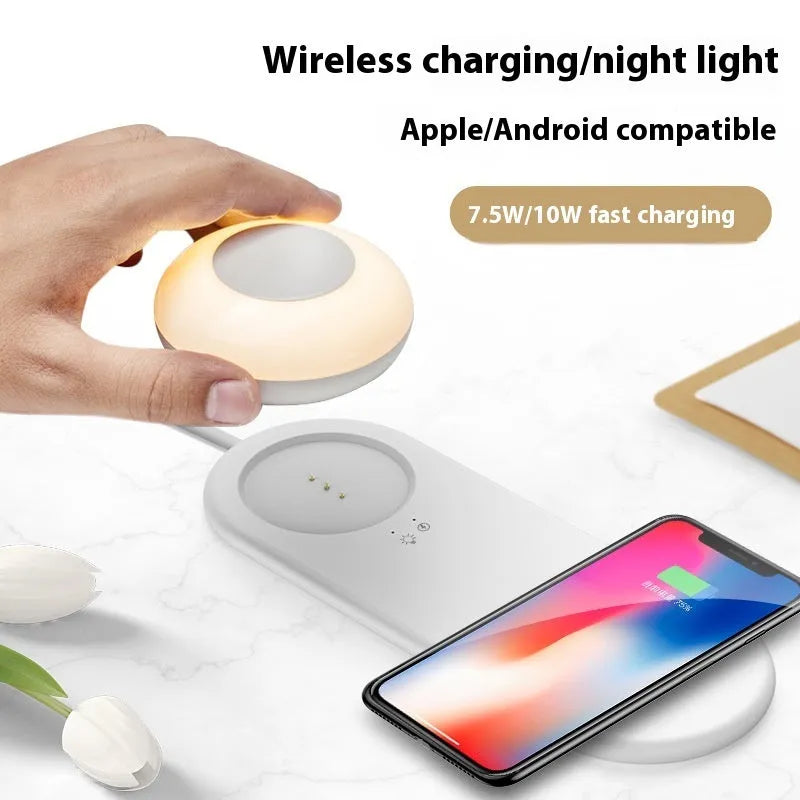 Wireless phone charger LED desk lamp with magnetic touch control, geometric stereo design, USB powered, 215mm x 80mm x 44.7mm